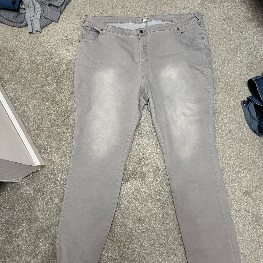Woman Within Light Gray Skinny Jeans